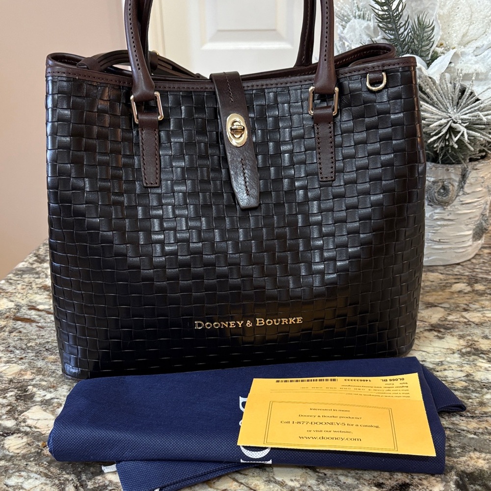 NWT Dooney & Bourke Black Claremont Woven Perry Satchel
